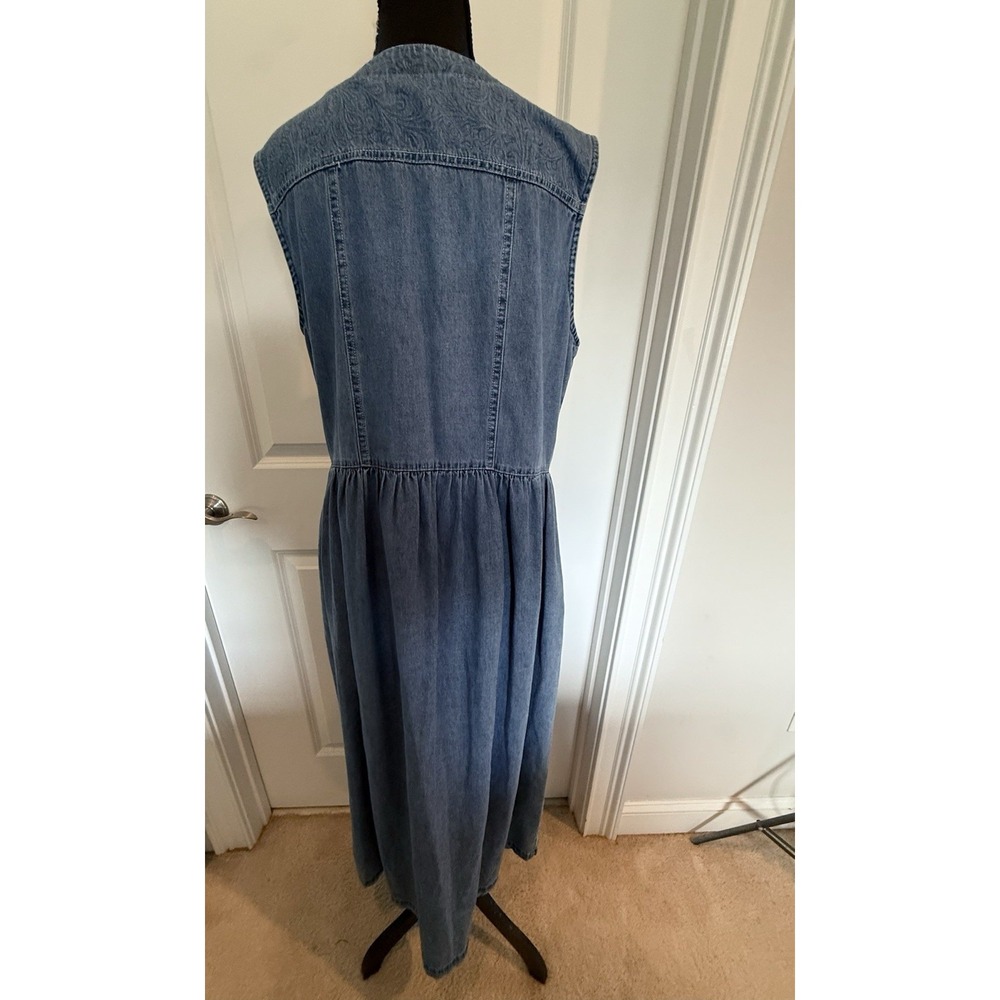 City Jeans Denim Maxi Dress Jumper Sz M Vintage USA Button Down 90s Prarie - Picture 4 of 8